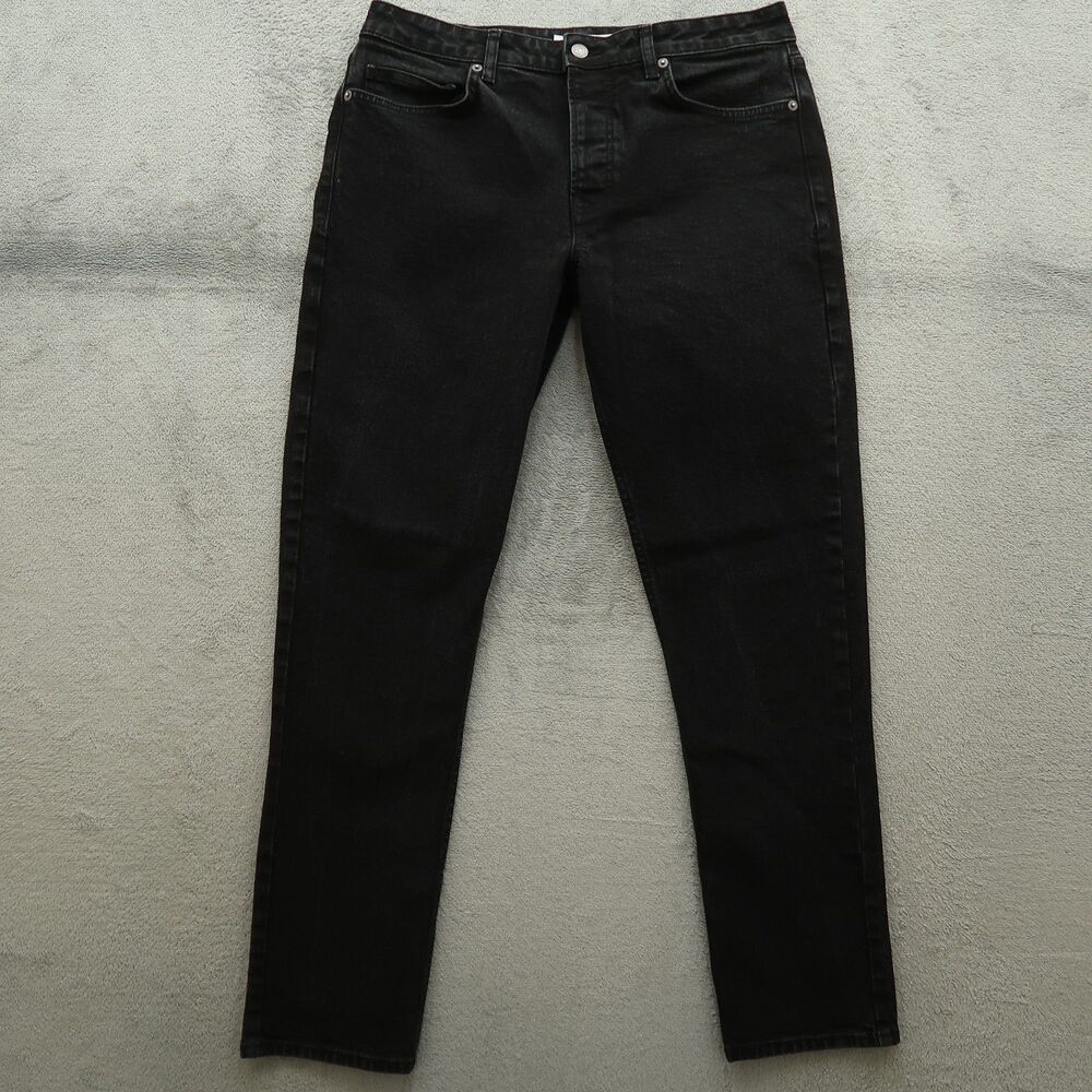 Topman Jeans Men’s Size 34x32 Black Slim Fit Stretch Denim Button Fly Dark Wash